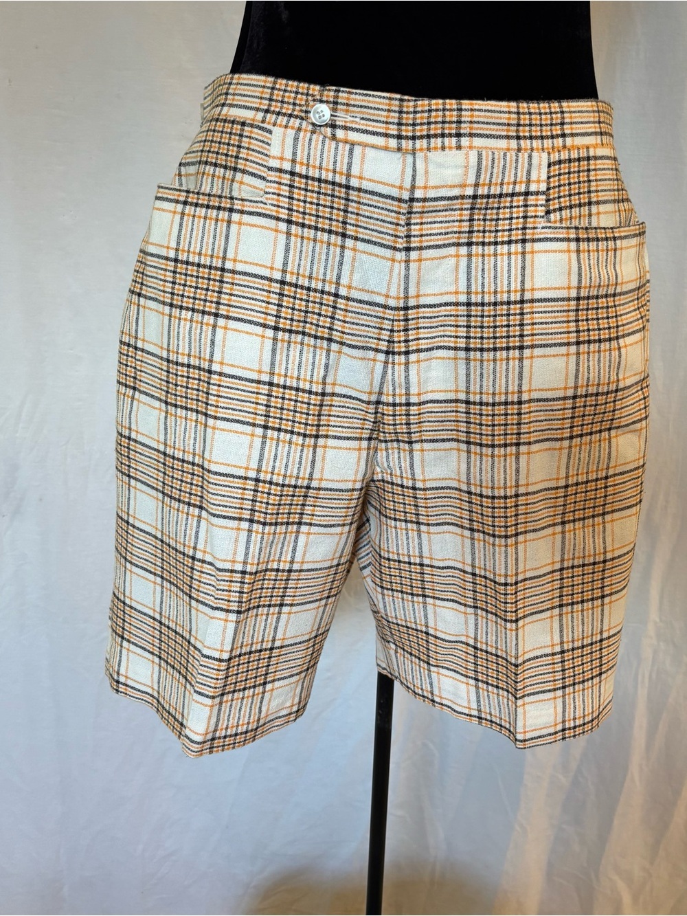 Vintage Riviera Plaid Bermuda Shorts Golfcore Light Academia Preppy Unisex 34